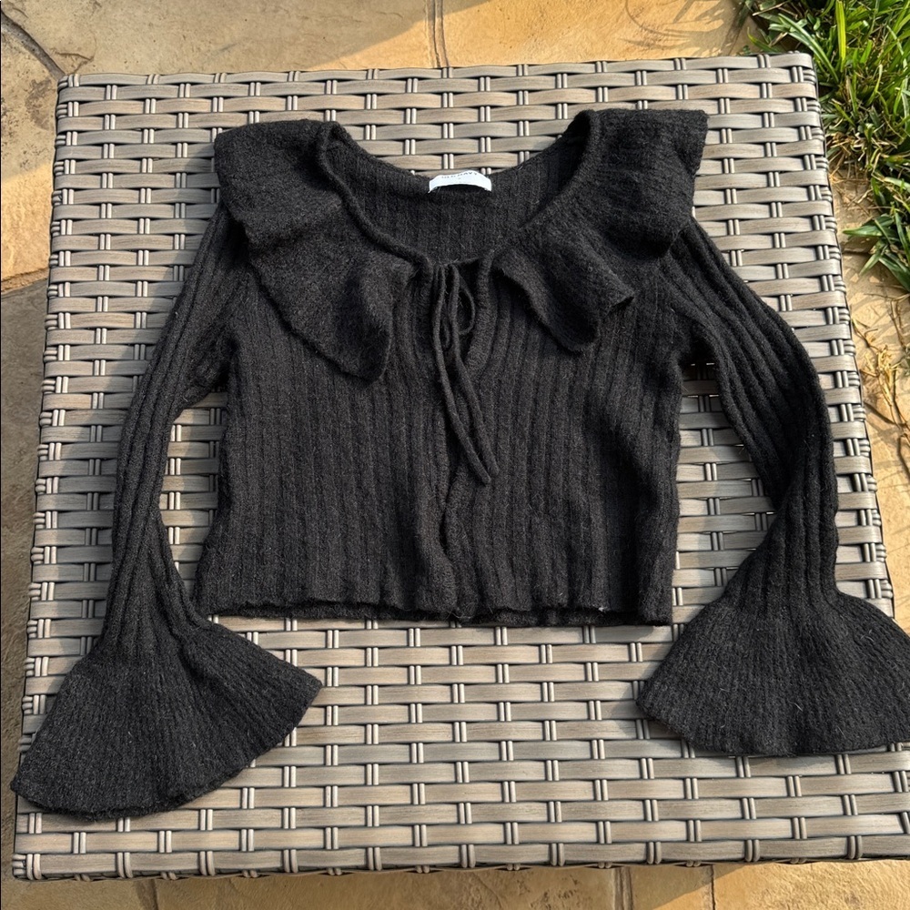 Old Navy Wool-Blend Ruffle Tie-Front Cropped Cardigan Size M - Picture 11 of 13